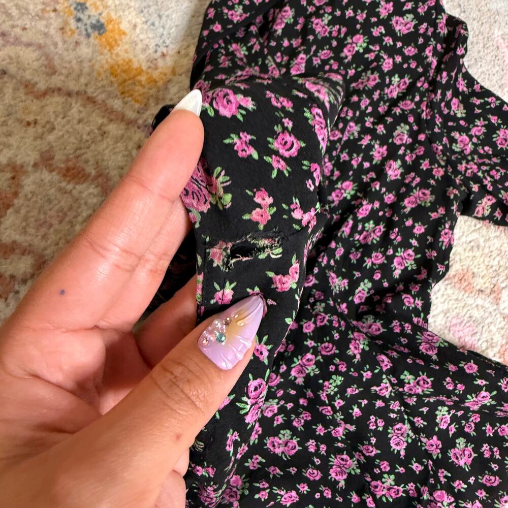 Vintage 90s / Y2K purple and black floral silk blazer - Picture 8 of 8
